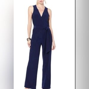 NEW Nikki Poulos Size 3X Navy Blue Sleeveless Belted Wide-Leg Jumpsuit Casual